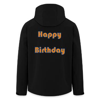 GEBURTSTAG. ALLES GUTE ZUM GEBURTSTAG. ALLES GUTE ZUM GEBURTSTAG. - Recycelte Männer Softshell-Jacke von Stanley/Stella - Schwarz - Hinten - AI Model Male 185 light (185cm)