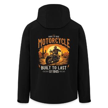 Jahrgang 1965 geboren Motorrad Biker - Recycelte Männer Softshell-Jacke von Stanley/Stella - Schwarz - Hinten - AI Model Male 185 light (185cm)