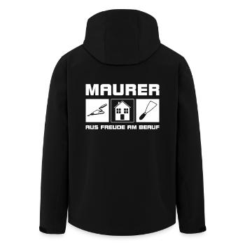 Maurer - Aus Freude am Beruf - Recycelte Männer Softshell-Jacke von Stanley/Stella - Schwarz - Hinten - AI Model Male 185 light (185cm)