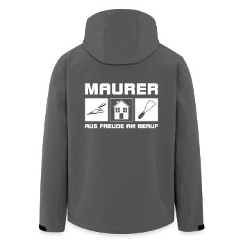 Maurer - Aus Freude am Beruf - Recycelte Männer Softshell-Jacke von Stanley/Stella - Anthrazit - Hinten - AI Model Male 185 light (185cm)