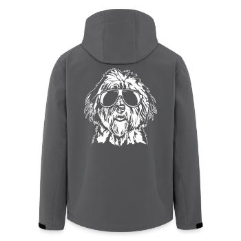 Bobtail Cool Dog Dogs Portrait Wilsigns - Men’s Recycled Softshell Jacket by Stanley/Stella - black - Back - AI Model Male 185 light (185cm)