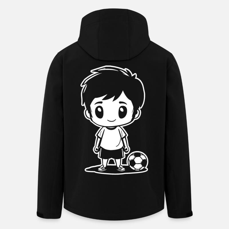 Dessin de garçon de football - Veste softshell homme en polyester recyclé Stanley/Stella - noir