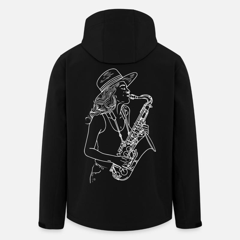 Dessin de saxophoniste - Veste softshell homme en polyester recyclé Stanley/Stella - noir