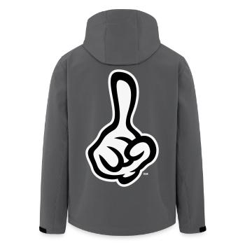 Erhobener Zeigefinger (Finger / Rechte Hand NEG2C) - Recycelte Männer Softshell-Jacke von Stanley/Stella - Anthrazit - Hinten - AI Model Male 185 light (185cm)