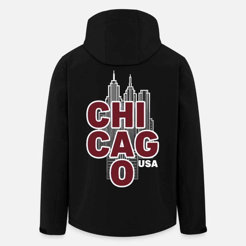 Chicago Skyline USA, Illinois - Miesten softshell-takki kierrätetystä polyesteristä Stanley/Stellalta - musta