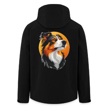 Australian Shepherd Portrait Hunde Hütehunde - Recycelte Männer Softshell-Jacke von Stanley/Stella - Schwarz - Hinten - AI Model Male 185 light (185cm)