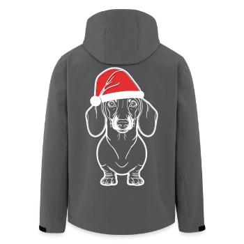 Dachshund for Christmas, Lineart - Men’s Recycled Softshell Jacket by Stanley/Stella - black - Back - AI Model Male 185 light (185cm)