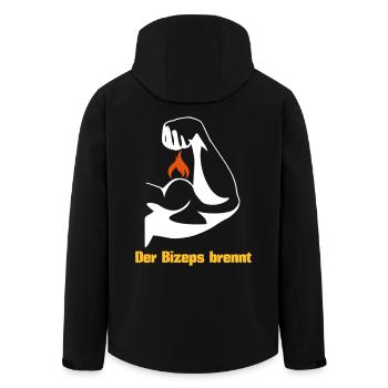 Der Bizeps brennt Muskeln Sport Fitness - Recycelte Männer Softshell-Jacke von Stanley/Stella - Schwarz - Hinten - AI Model Male 185 light (185cm)
