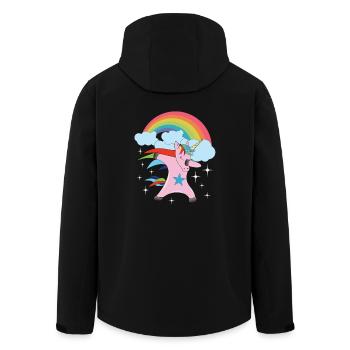 Einhorn Regenbogen Dab Dabbing Unicorn Fabeltier - Recycelte Männer Softshell-Jacke von Stanley/Stella - Schwarz - Hinten - AI Model Male 185 light (185cm)