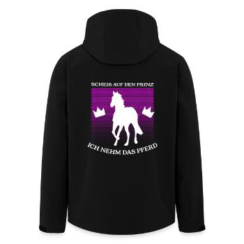 Licorne pas le prince Je prends le cheval - Veste softshell homme en polyester recyclé Stanley/Stella - noir - Dos - AI Model Male 185 light (185cm)