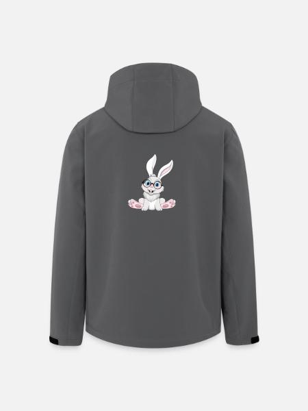 Sjov kanin cool nørd kanin med briller - Stanley/Stella herre softshelljakke i genanvendt polyester - sort