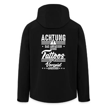 Anfassen der Tattoos wird als Vorspiel angesehen - Recycelte Männer Softshell-Jacke von Stanley/Stella - Schwarz - Hinten - AI Model Male 185 light (185cm)