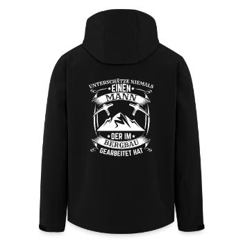 Bergbau Bergmann Unterschätze niemals einen Mann - Recycelte Männer Softshell-Jacke von Stanley/Stella - Schwarz - Hinten - AI Model Male 185 light (185cm)