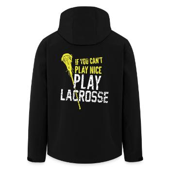 Play Lacrosse - Men’s Recycled Softshell Jacket by Stanley/Stella - black - Back - AI Model Male 185 light (185cm)