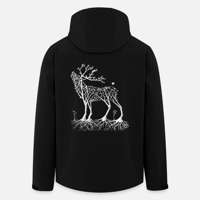 Wald-Hirsch in weiß - Recycelte Männer Softshell-Jacke von Stanley/Stella - Schwarz