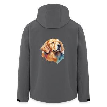 Golden Retriever Hund Coole Aquarelle - Recycelte Männer Softshell-Jacke von Stanley/Stella - Schwarz - Hinten - AI Model Male 185 light (185cm)