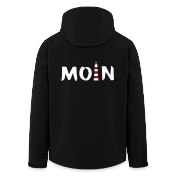 Moin Leuchtturm - Recycelte Männer Softshell-Jacke von Stanley/Stella - Schwarz - Hinten - AI Model Male 185 light (185cm)