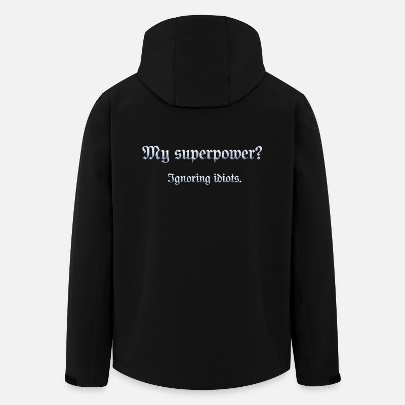 Humorvoller Superpower-Satz mit Witz - Recycelte Männer Softshell-Jacke von Stanley/Stella - Schwarz