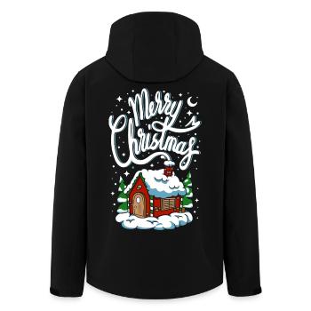 Christmas Merry Christmas House Cottage Tree Snow - Men’s Recycled Softshell Jacket by Stanley/Stella - black - Back - AI Model Male 185 light (185cm)