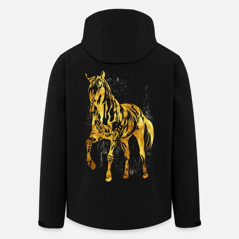 Reiten - Reiterin - Reitschule - Pferd in Gold - Recycelte Männer Softshell-Jacke von Stanley/Stella - Schwarz