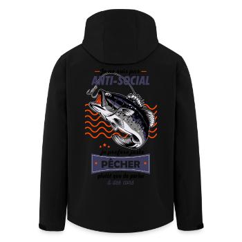 Anti-Social Pêcheur Poisson Graphique - Veste softshell homme en polyester recyclé Stanley/Stella - noir - Dos - AI Model Male 185 light (185cm)