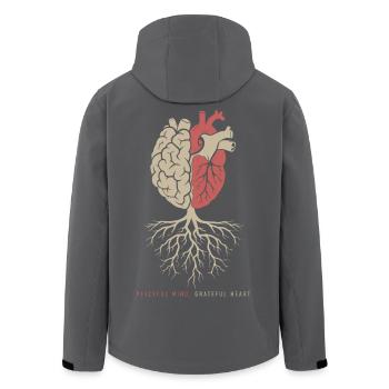 Peaceful Mind Grateful Heart Yoga Meditation - Men’s Recycled Softshell Jacket by Stanley/Stella - anthracite - Back - AI Model Male 185 light (185cm)
