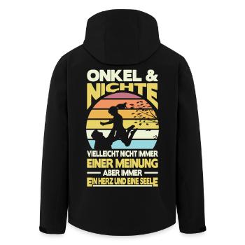 Onkel und Nichte Ein Herz und eine Seele Retro - Recycelte Männer Softshell-Jacke von Stanley/Stella - Schwarz - Hinten - AI Model Male 185 light (185cm)