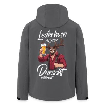 Lederhosen tente à bière oubliée en dialecte bavarois - Veste softshell homme en polyester recyclé Stanley/Stella - noir - Dos - AI Model Male 185 light (185cm)