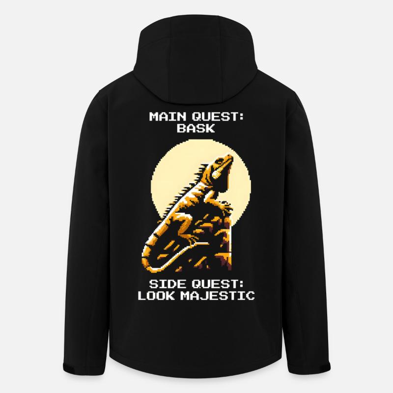 Quête principale : Soleils | Iguane Reptile Humour - Veste softshell homme en polyester recyclé Stanley/Stella - noir