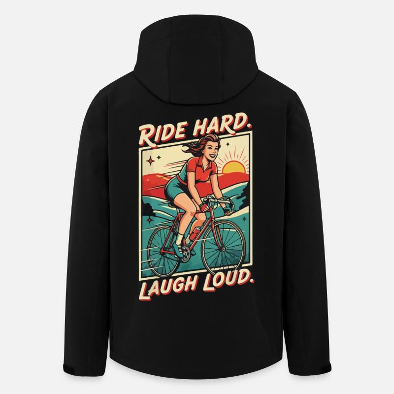 Ride Hard Laugh Loud Retro Fahrrad - Recycelte Männer Softshell-Jacke von Stanley/Stella - Schwarz