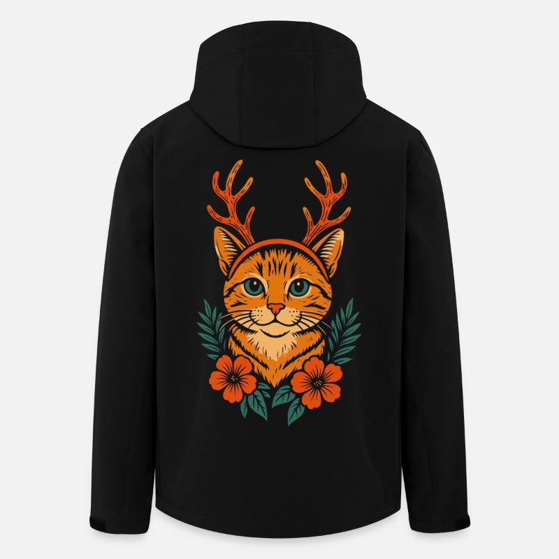 Katzen Reh mit Blumenkranz - Recycelte Männer Softshell-Jacke von Stanley/Stella - Schwarz
