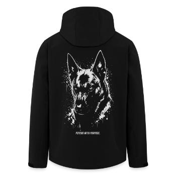 Malinois - Psycho avec un but - Veste softshell homme en polyester recyclé Stanley/Stella - noir - Dos - AI Model Male 185 light (185cm)