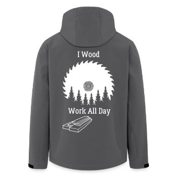 I Wood Work All Day - Woodwork - Men’s Recycled Softshell Jacket by Stanley/Stella - black - Back - AI Model Male 185 light (185cm)