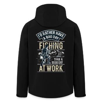 FISHING - Funny Angler Shirt Father's Day Gift - Men’s Recycled Softshell Jacket by Stanley/Stella - black - Back - AI Model Male 185 light (185cm)