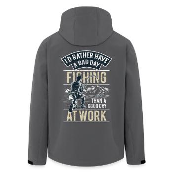 FISHING - Funny Angler Shirt Father's Day Gift - Men’s Recycled Softshell Jacket by Stanley/Stella - anthracite - Back - AI Model Male 185 light (185cm)