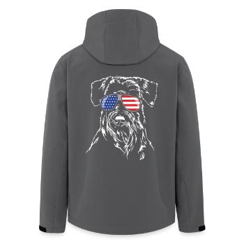 Schnauzer Amerika Fahne Sonnenbrille Wilsigns - Recycelte Männer Softshell-Jacke von Stanley/Stella - Schwarz - Hinten - AI Model Male 185 light (185cm)