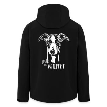 Loved by a WHIPPET dog saying Greyhound Wilsigns - Men’s Recycled Softshell Jacket by Stanley/Stella - black - Back - AI Model Male 185 light (185cm)