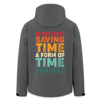 Time travel - Men’s Recycled Softshell Jacket by Stanley/Stella - black - Back - AI Model Male 185 light (185cm)