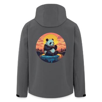 Cute panda on ice floe with candy - Sun - Men’s Recycled Softshell Jacket by Stanley/Stella - black - Back - AI Model Male 185 light (185cm)