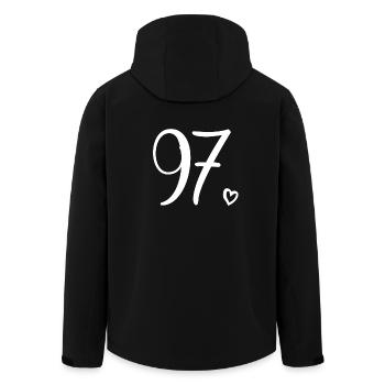 Mignon numéro 97, 97 ans, cadeau de 97e anniversaire - Veste softshell homme en polyester recyclé Stanley/Stella - noir - Dos - AI Model Male 185 light (185cm)
