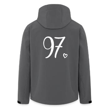 Cute Number 97, 97 Years Old, 97th Birthday Gift - Men’s Recycled Softshell Jacket by Stanley/Stella - anthracite - Back - AI Model Male 185 light (185cm)