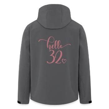 Hello 32 - Cute 32nd Birthday Gift For Women - Men’s Recycled Softshell Jacket by Stanley/Stella - black - Back - AI Model Male 185 light (185cm)