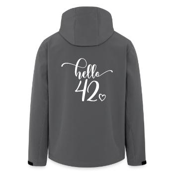 Hello 42 - Cute 42nd Birthday Gift For Women - Men’s Recycled Softshell Jacket by Stanley/Stella - black - Back - AI Model Male 185 light (185cm)
