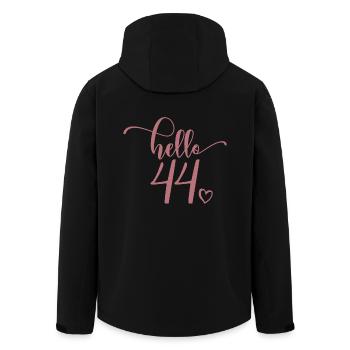 Hello 44 - Cute 44th Birthday Gift For Women - Men’s Recycled Softshell Jacket by Stanley/Stella - black - Back - AI Model Male 185 light (185cm)