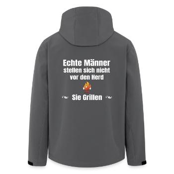 Echte Männer Grillen - Recycelte Männer Softshell-Jacke von Stanley/Stella - Schwarz - Hinten - AI Model Male 185 light (185cm)