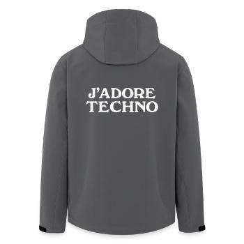 J'adore Techno - Recycelte Männer Softshell-Jacke von Stanley/Stella - Schwarz - Hinten - AI Model Male 185 light (185cm)