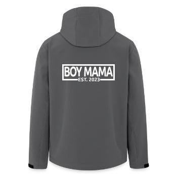 Boy Mama Est. 2023 Baby Shower Pregnancy Reveal - Men’s Recycled Softshell Jacket by Stanley/Stella - black - Back - AI Model Male 185 light (185cm)