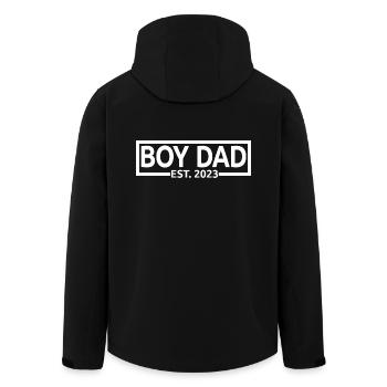 Junge Papa Est. 2023 Baby Shower Schwangerschaft Enthüllung - Recycelte Männer Softshell-Jacke von Stanley/Stella - Schwarz - Hinten - AI Model Male 185 light (185cm)