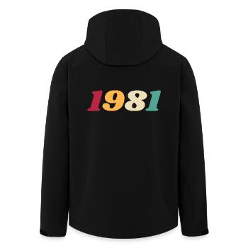 1981 Cadeau 1981 Anniversaire 1981 Rétro 1981  - Veste softshell homme en polyester recyclé Stanley/Stella - noir - Dos - AI Model Male 185 light (185cm)