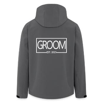 2023 Verlobungsgeschenk Hochzeit des Bräutigams - Recycelte Männer Softshell-Jacke von Stanley/Stella - Schwarz - Hinten - AI Model Male 185 light (185cm)